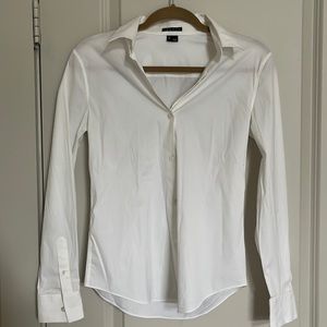 Theory white button down stretch cotton shirt